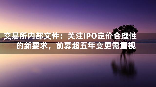 交易所内部文件：关注IPO定价合理性的新要求，前募超五年变更需重视