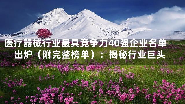 医疗器械行业最具竞争力40强企业名单出炉（附完整榜单）：揭秘行业巨头