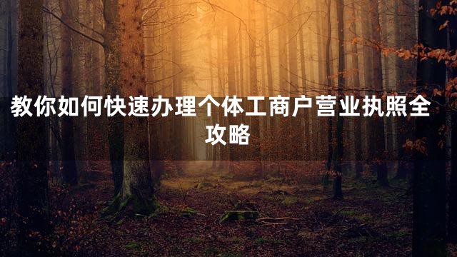 教你如何快速办理个体工商户营业执照全攻略