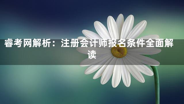 睿考网解析：注册会计师报名条件全面解读
