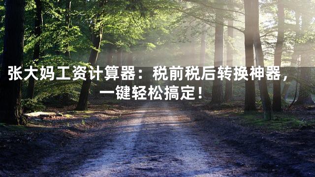 张大妈工资计算器：税前税后转换神器，一键轻松搞定！