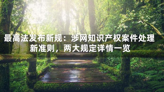 最高法发布新规：涉网知识产权案件处理新准则，两大规定详情一览