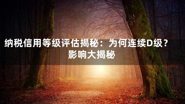纳税信用等级评估揭秘：为何连续D级？影响大揭秘