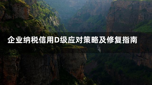企业纳税信用D级应对策略及修复指南