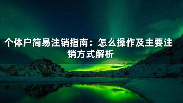个体户简易注销指南：怎么操作及主要注销方式解析
