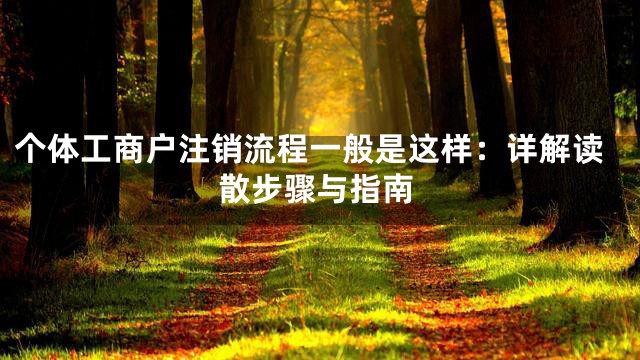 个体工商户注销流程一般是这样：详解读散步骤与指南