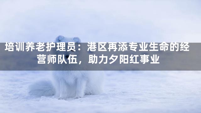 培训养老护理员：港区再添专业生命的经营师队伍，助力夕阳红事业