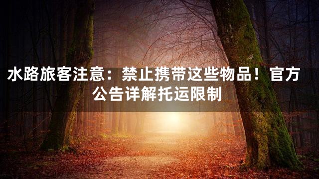 水路旅客注意：禁止携带这些物品！官方公告详解托运限制