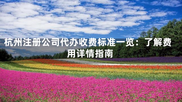 杭州注册公司代办收费标准一览：了解费用详情指南
