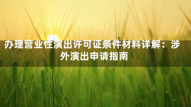 办理营业性演出许可证条件材料详解：涉外演出申请指南