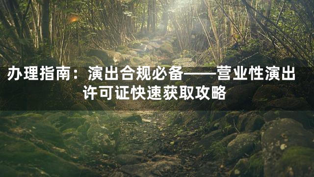 办理指南：演出合规必备——营业性演出许可证快速获取攻略