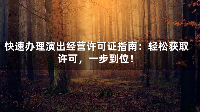 快速办理演出经营许可证指南：轻松获取许可，一步到位！