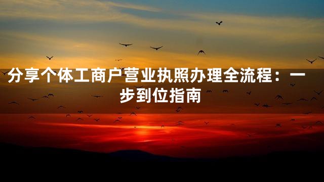 分享个体工商户营业执照办理全流程：一步到位指南