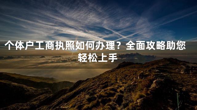 个体户工商执照如何办理？全面攻略助您轻松上手