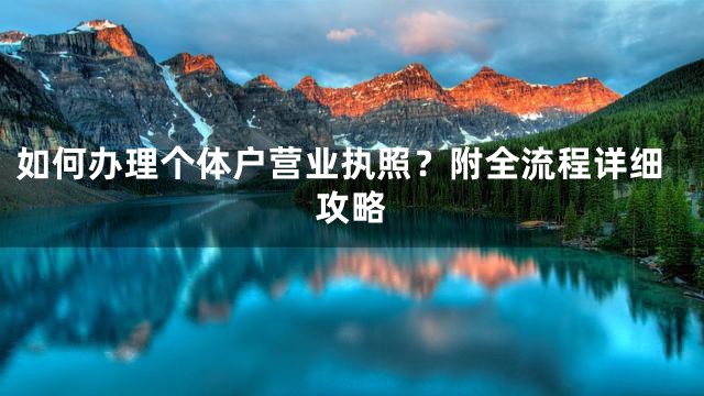 如何办理个体户营业执照？附全流程详细攻略