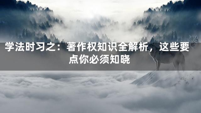 学法时习之：著作权知识全解析，这些要点你必须知晓