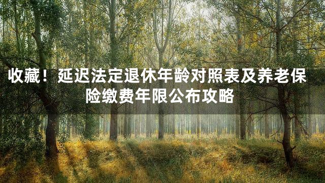 收藏！延迟法定退休年龄对照表及养老保险缴费年限公布攻略