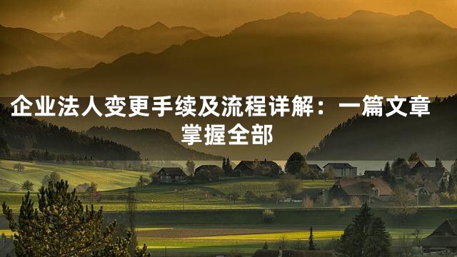 企业法人变更手续及流程详解：一篇文章掌握全部