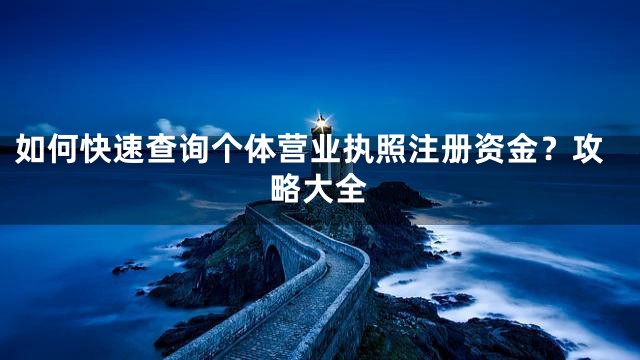 如何快速查询个体营业执照注册资金？攻略大全