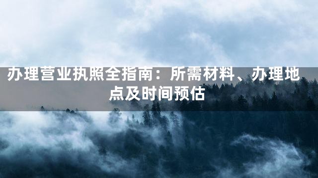 办理营业执照全指南：所需材料、办理地点及时间预估