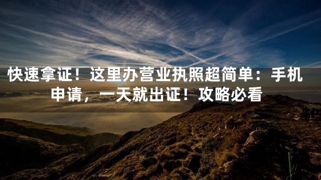 快速拿证！这里办营业执照超简单：手机申请，一天就出证！攻略必看