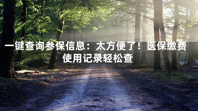 一键查询参保信息：太方便了！医保缴费使用记录轻松查