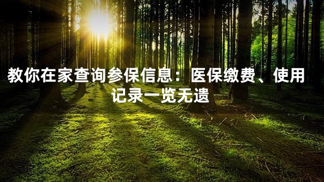 教你在家查询参保信息：医保缴费、使用记录一览无遗
