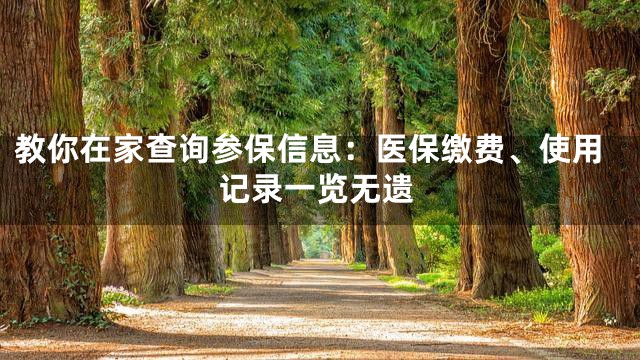 教你在家查询参保信息：医保缴费、使用记录一览无遗