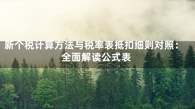 新个税计算方法与税率表抵扣细则对照：全面解读公式表