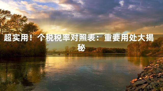 超实用！个税税率对照表：重要用处大揭秘