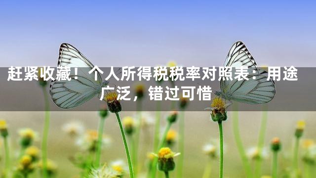 赶紧收藏！个人所得税税率对照表：用途广泛，错过可惜