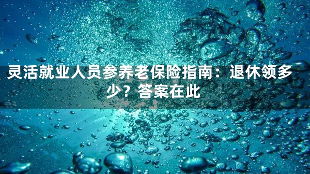 灵活就业人员参养老保险指南：退休领多少？答案在此