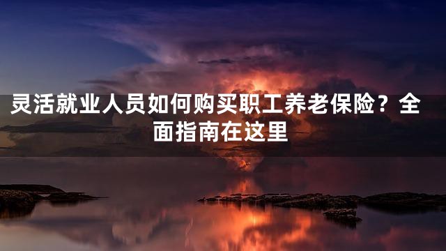 灵活就业人员如何购买职工养老保险？全面指南在这里