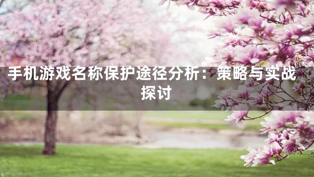 手机游戏名称保护途径分析：策略与实战探讨