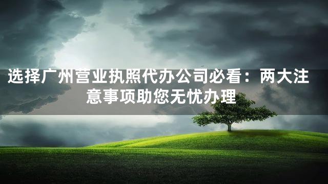 选择广州营业执照代办公司必看：两大注意事项助您无忧办理