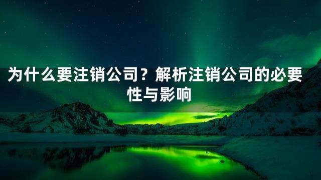 为什么要注销公司？解析注销公司的必要性与影响