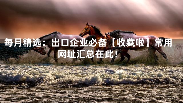 每月精选：出口企业必备【收藏啦】常用网址汇总在此！