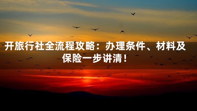 开旅行社全流程攻略：办理条件、材料及保险一步讲清！