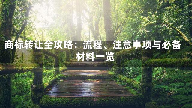 商标转让全攻略：流程、注意事项与必备材料一览