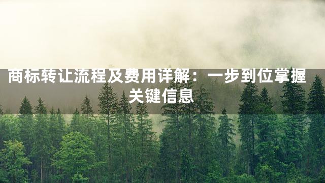商标转让流程及费用详解：一步到位掌握关键信息