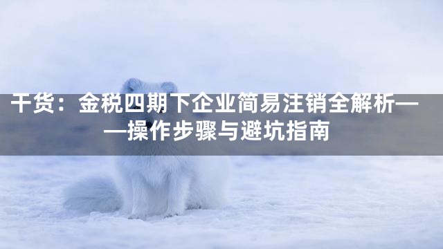 干货：金税四期下企业简易注销全解析——操作步骤与避坑指南
