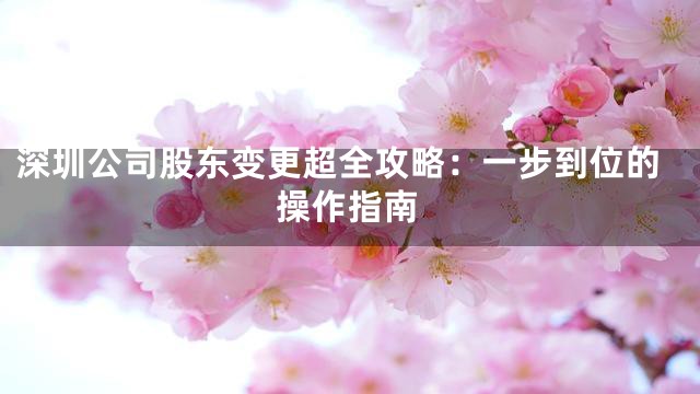 深圳公司股东变更超全攻略：一步到位的操作指南