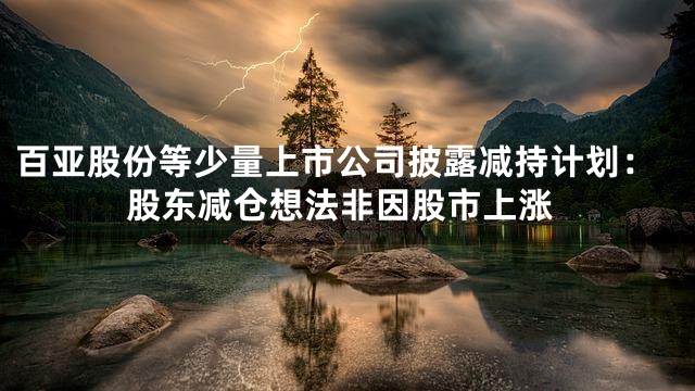 百亚股份等少量上市公司披露减持计划：股东减仓想法非因股市上涨