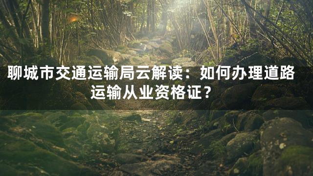 聊城市交通运输局云解读：如何办理道路运输从业资格证？