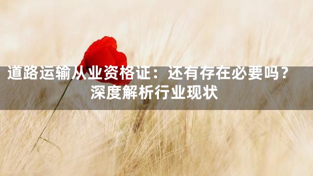 道路运输从业资格证：还有存在必要吗？深度解析行业现状