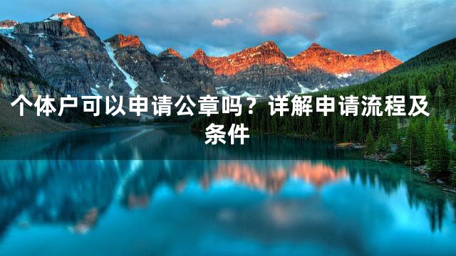 个体户可以申请公章吗？详解申请流程及条件