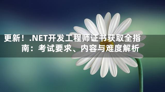 更新！.NET开发工程师证书获取全指南：考试要求、内容与难度解析