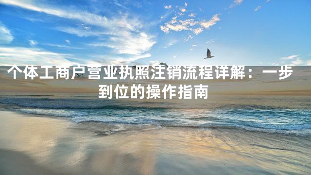个体工商户营业执照注销流程详解：一步到位的操作指南
