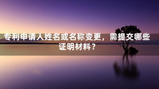 专利申请人姓名或名称变更，需提交哪些证明材料？