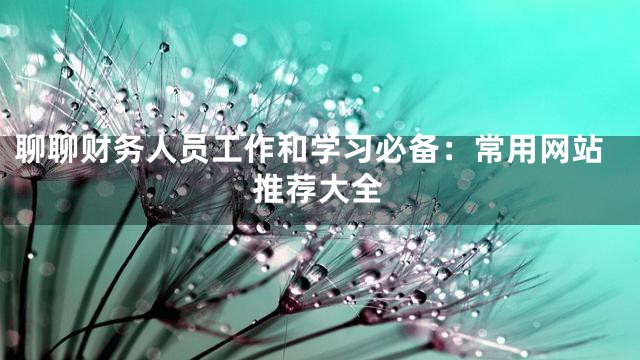 聊聊财务人员工作和学习必备：常用网站推荐大全
